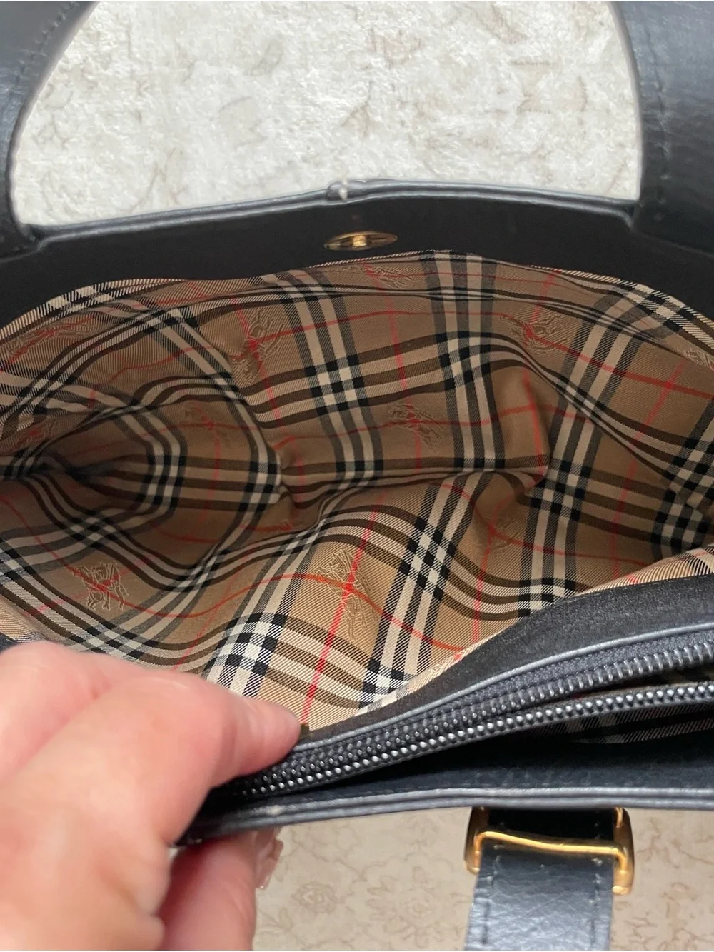 Vintage Burberrys “Buckle” Tote in soft pebbled calfskin leather